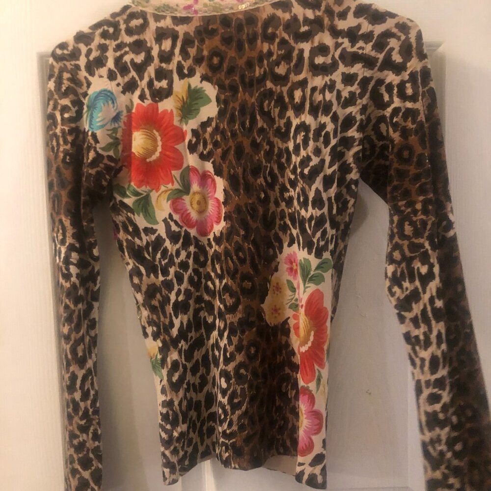 Dazzling Leopard Print Button Up Sweater - image 5